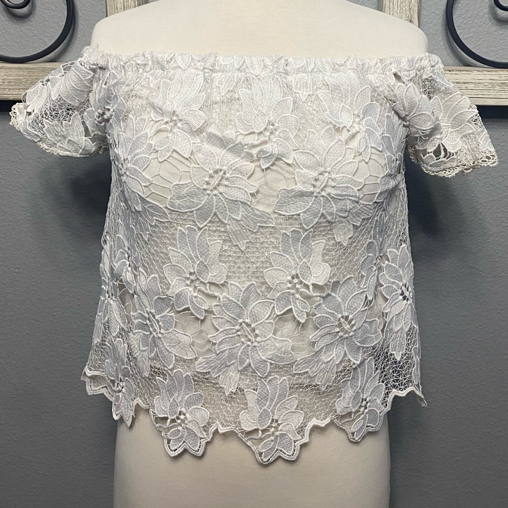 Off The Shoulder Lace Floral Top